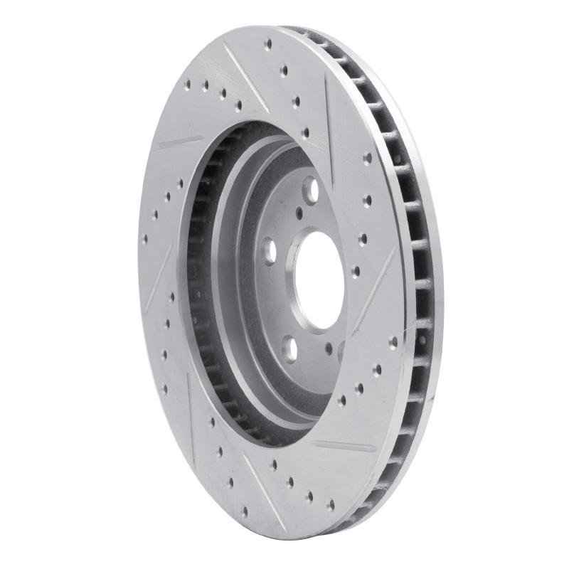 Lexus RX350 Brake Rotor (1) - Front Left - R1 Concepts - Drilled & Slotted - Silver - `04-`09